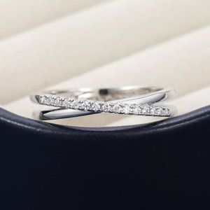 Trendy Advanced Texture 925 Silver Plated CZ Ring, FB16FA1151